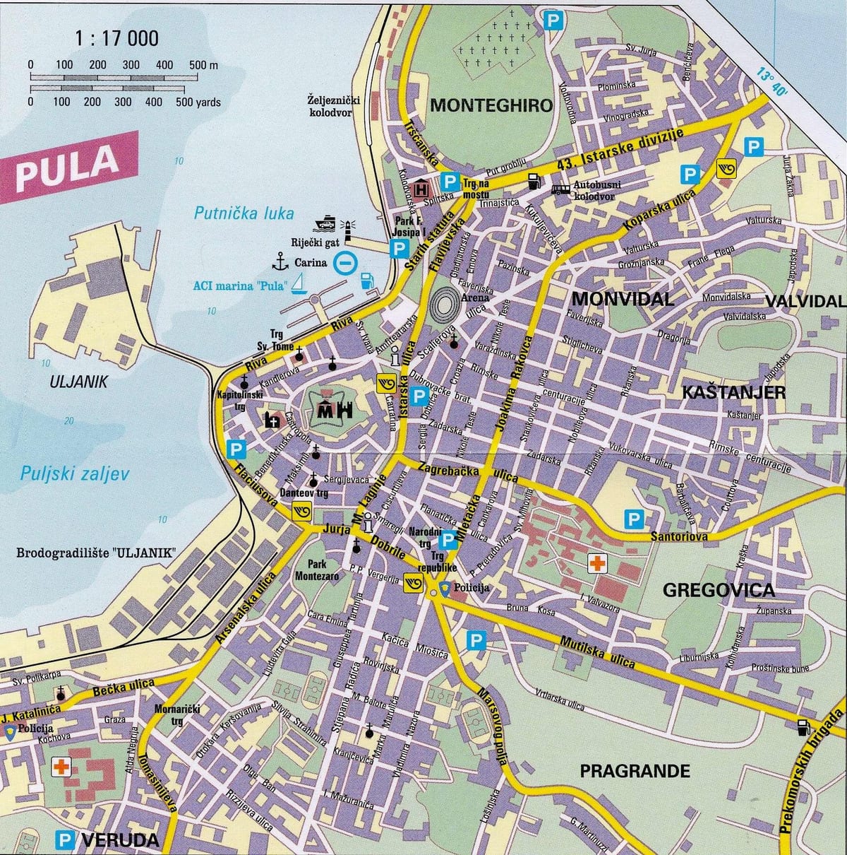 tūrisma karte pula, horvātija