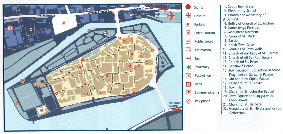 horvātija, trogir karte