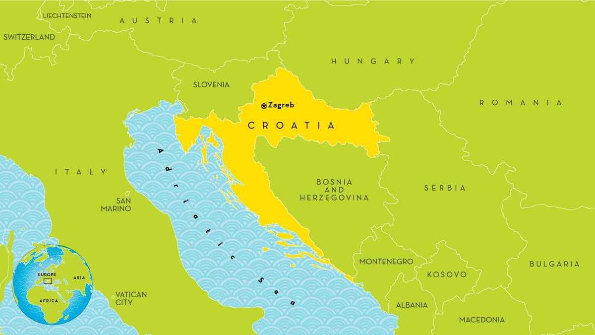 karte valstīm netālu horvātija