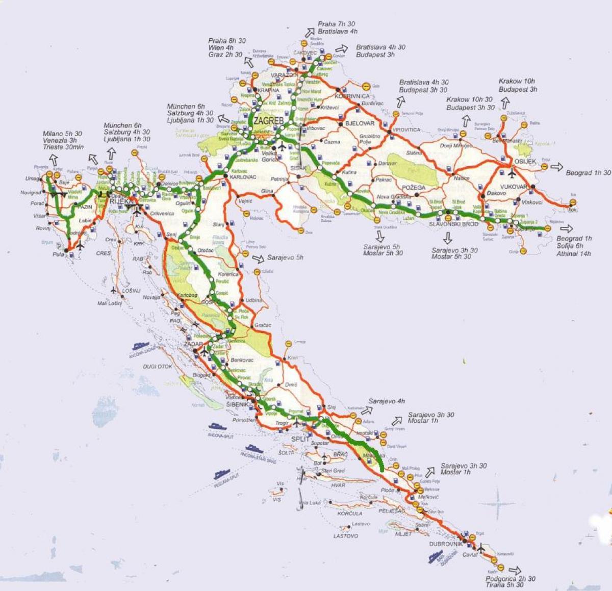 detalizēta ceļu karte horvātija