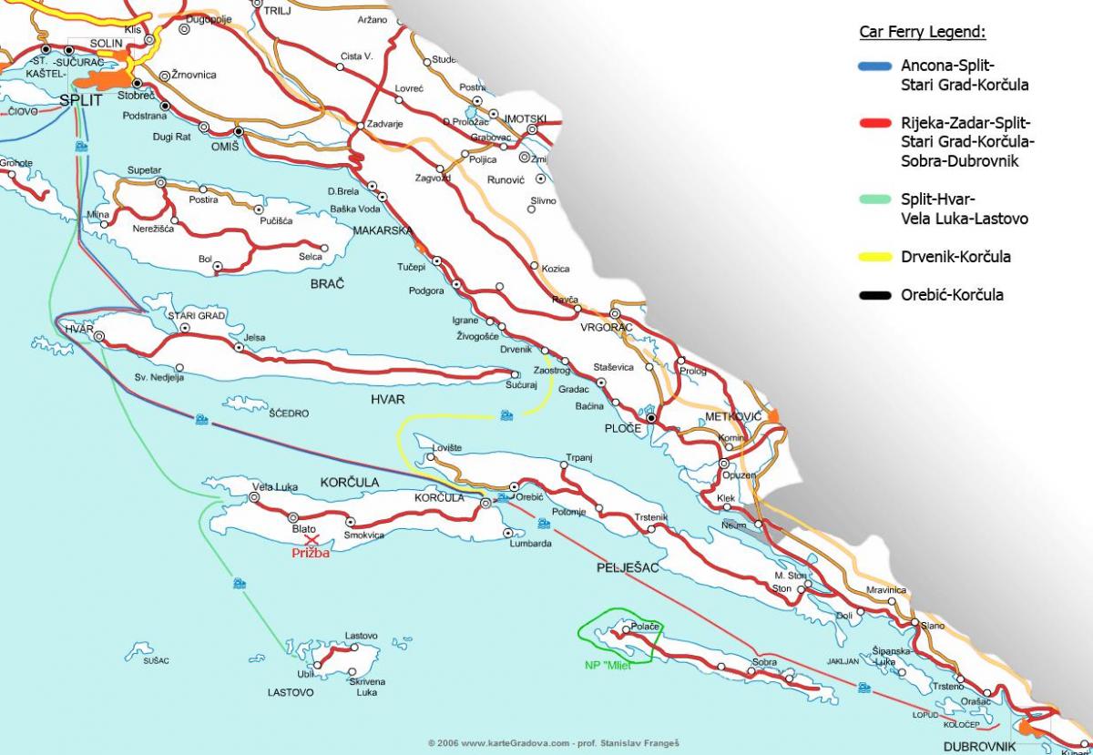 kartes horvātijas prāmju