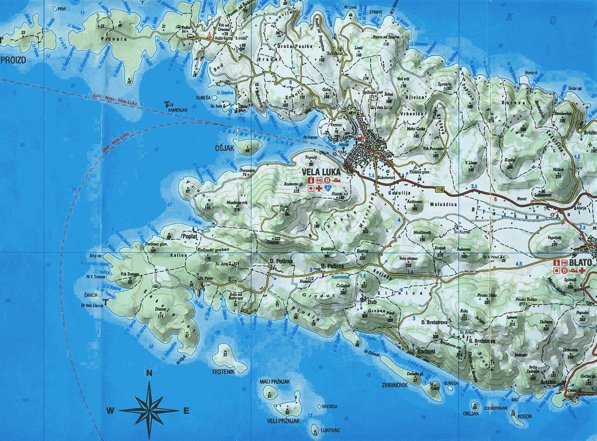 karte korčula horvātija