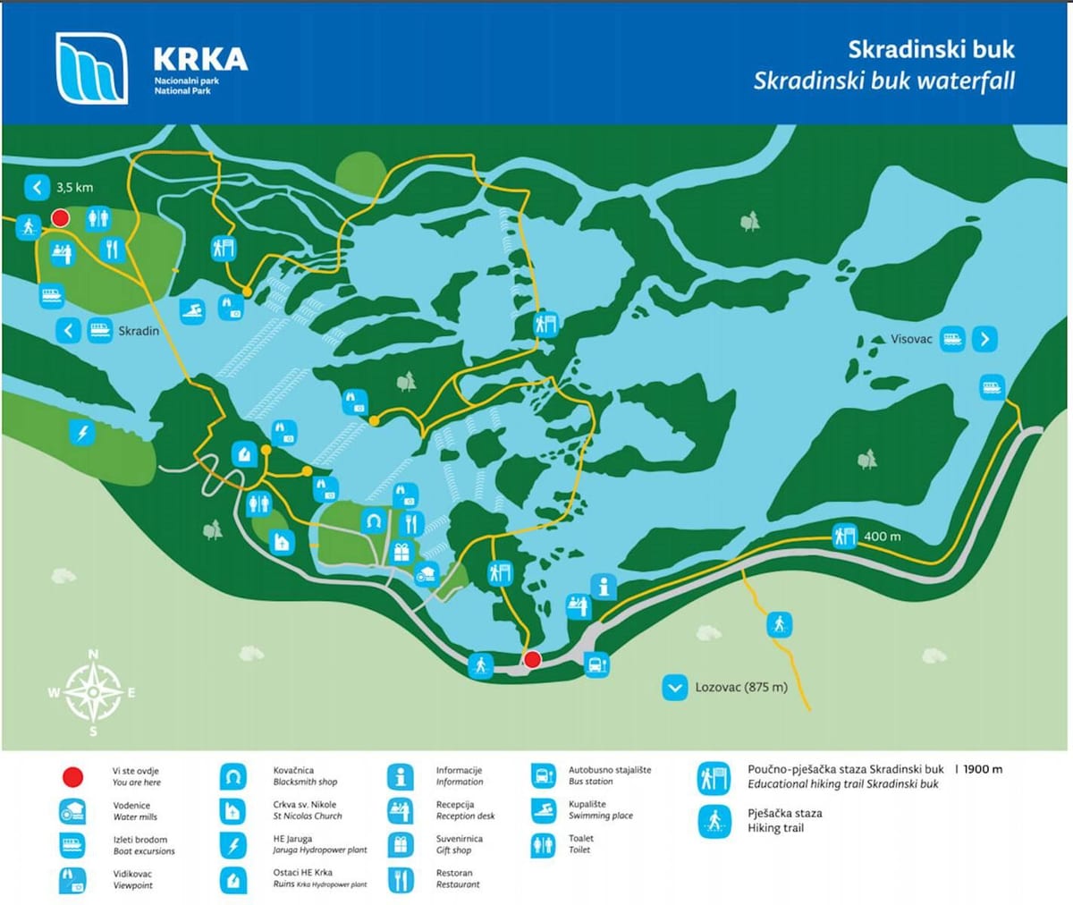 krkas nacionālais parks horvātijas karte