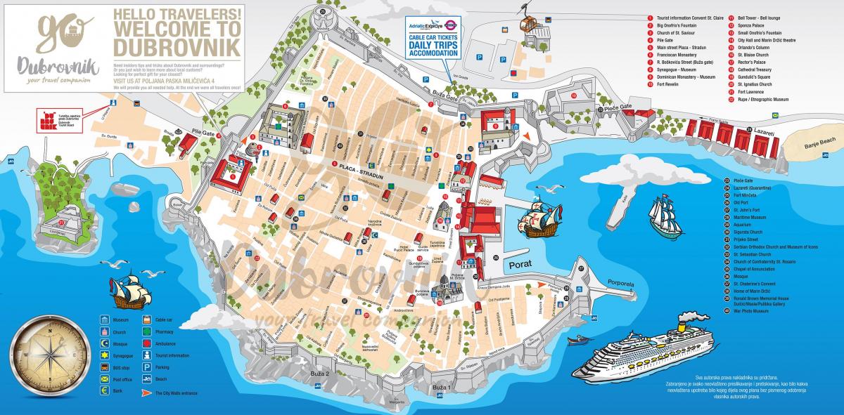 karte old town dubrovnik horvātijā