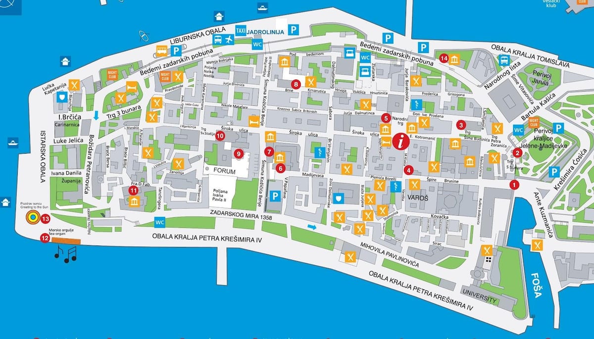 karte horvātija, zadar