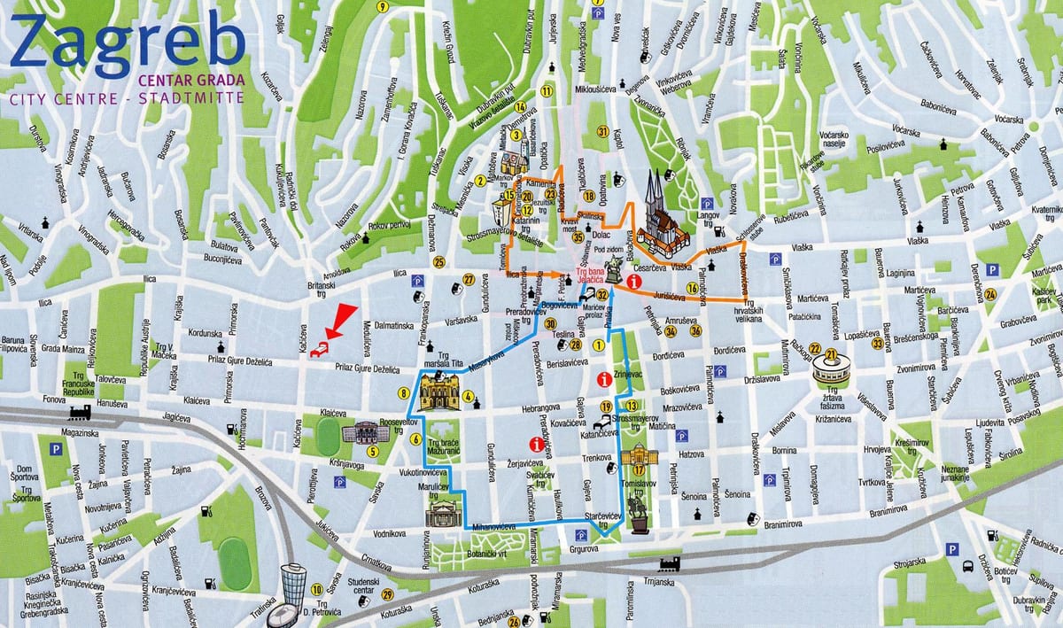 karte zagreba, horvātija