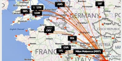 Horvātija aviosabiedrības galamērķiem karte