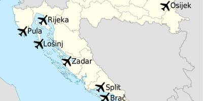 Karte horvātija, parādot lidostas