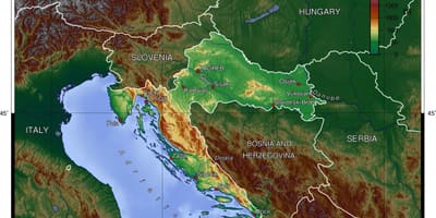 Karte horvātija topogrāfiskās 