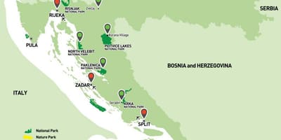 Kartes horvātijas nacionālo parku 