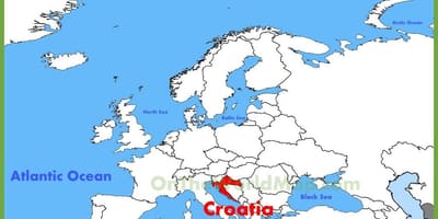Horvātija atrašanās vietu uz pasaules kartes