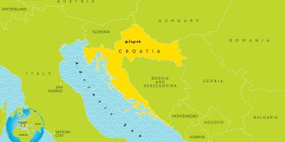 Karte horvātija un apkārtējo teritoriju